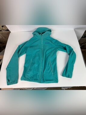Columbia Teal Hooded Fleece with Geometric Trim